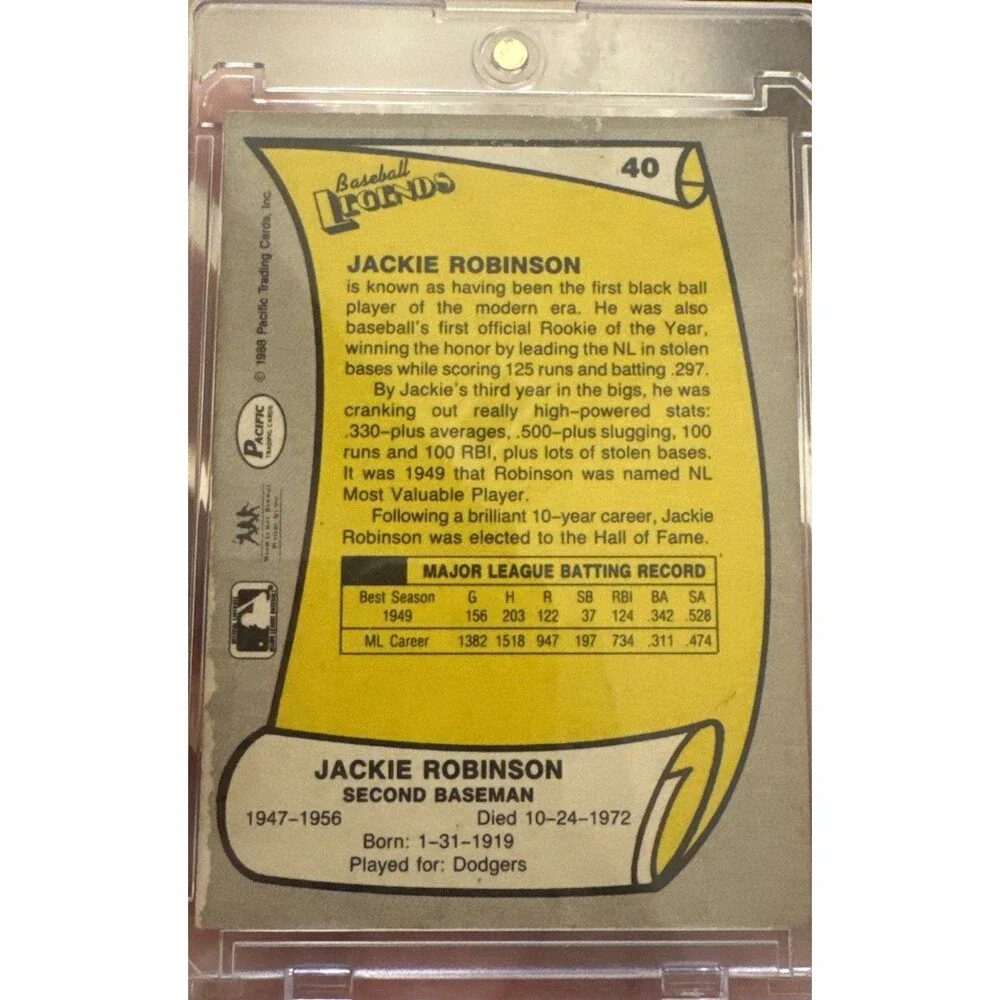 1988 Pacific Baseball Legends - #40 Jackie Robinson HOF mint grader